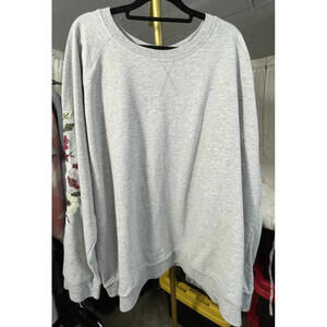 Country Store Embroidered Floral Sweatshirt Gray Crewneck Women’s 3X